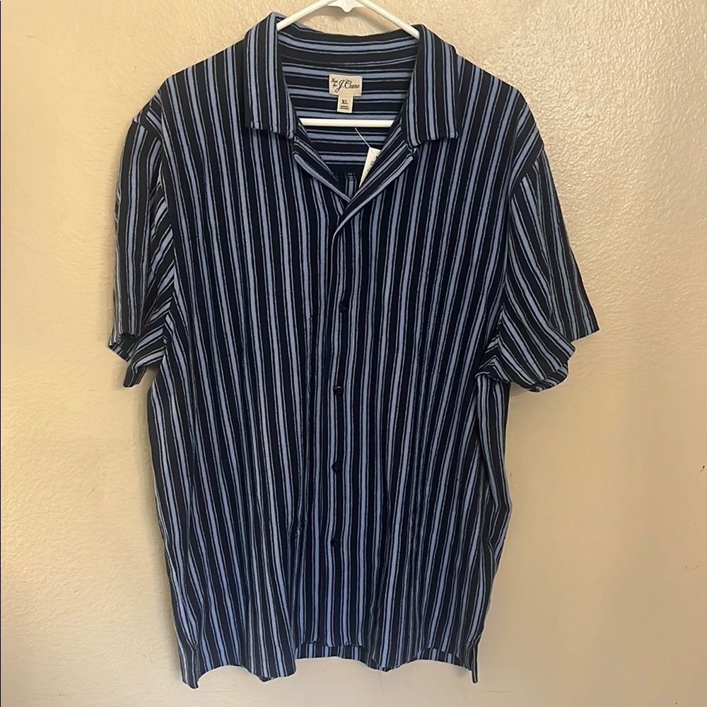 NWT J. Crew Textured camp-collar sweater-tee in stripe XL - Picture 3 of 4
